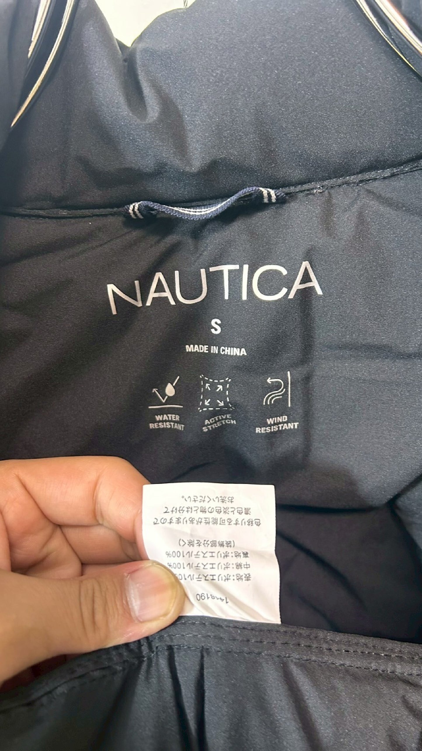 Nautica Men's Down Jacket with Tag, Logo, JP Tag, Size S