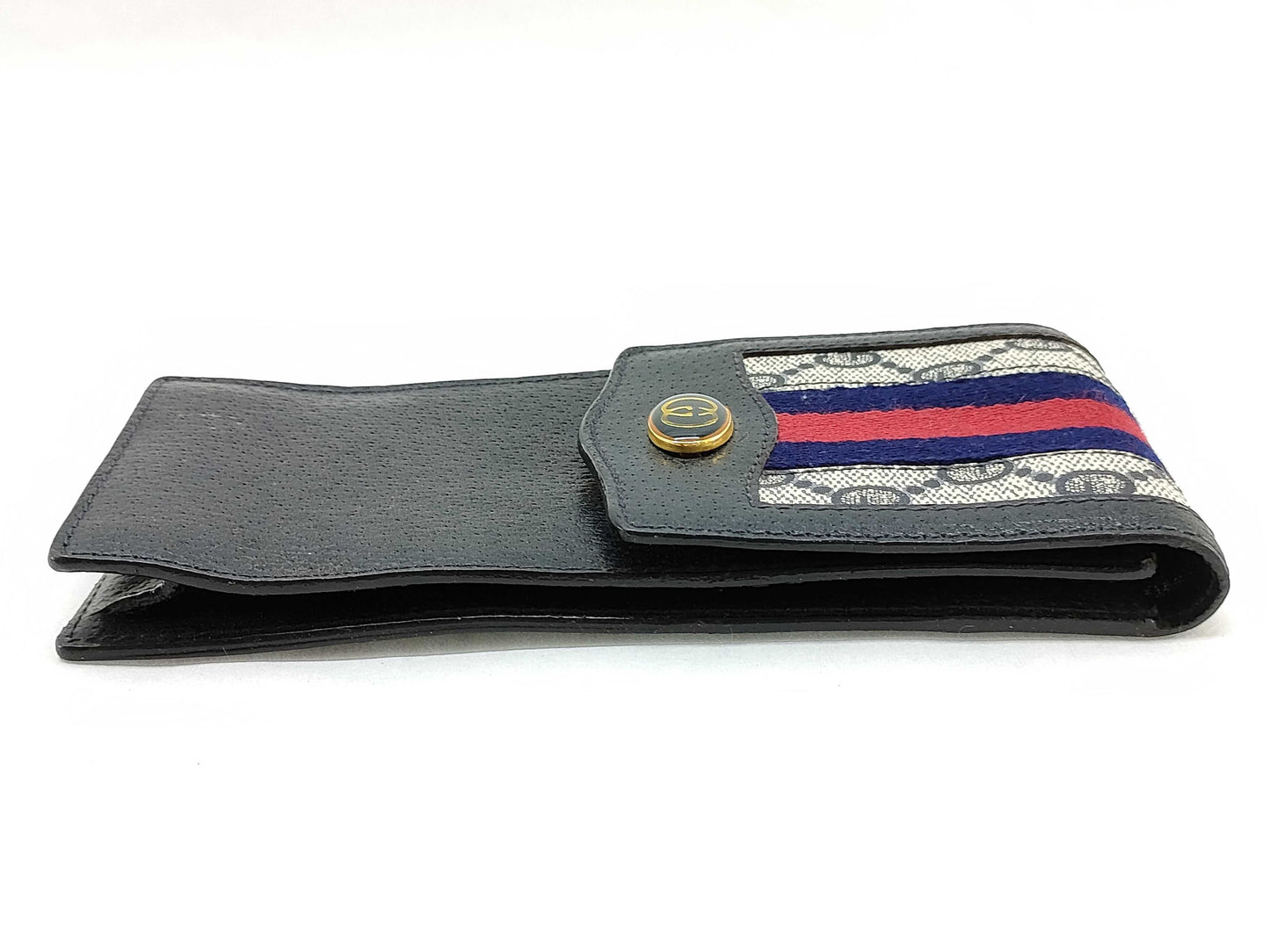 GUCCI Sherry Line GG Supreme Pen Case, Navy, Other Accessories