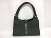 GUCCI Gucci Jackie Shoulder GG Canvas Black Leather Shoulder Bag