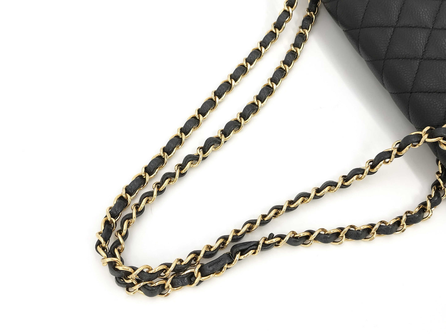 CHANEL Matelasse 25 Double Flap Caviar Black Chain Shoulder Bag