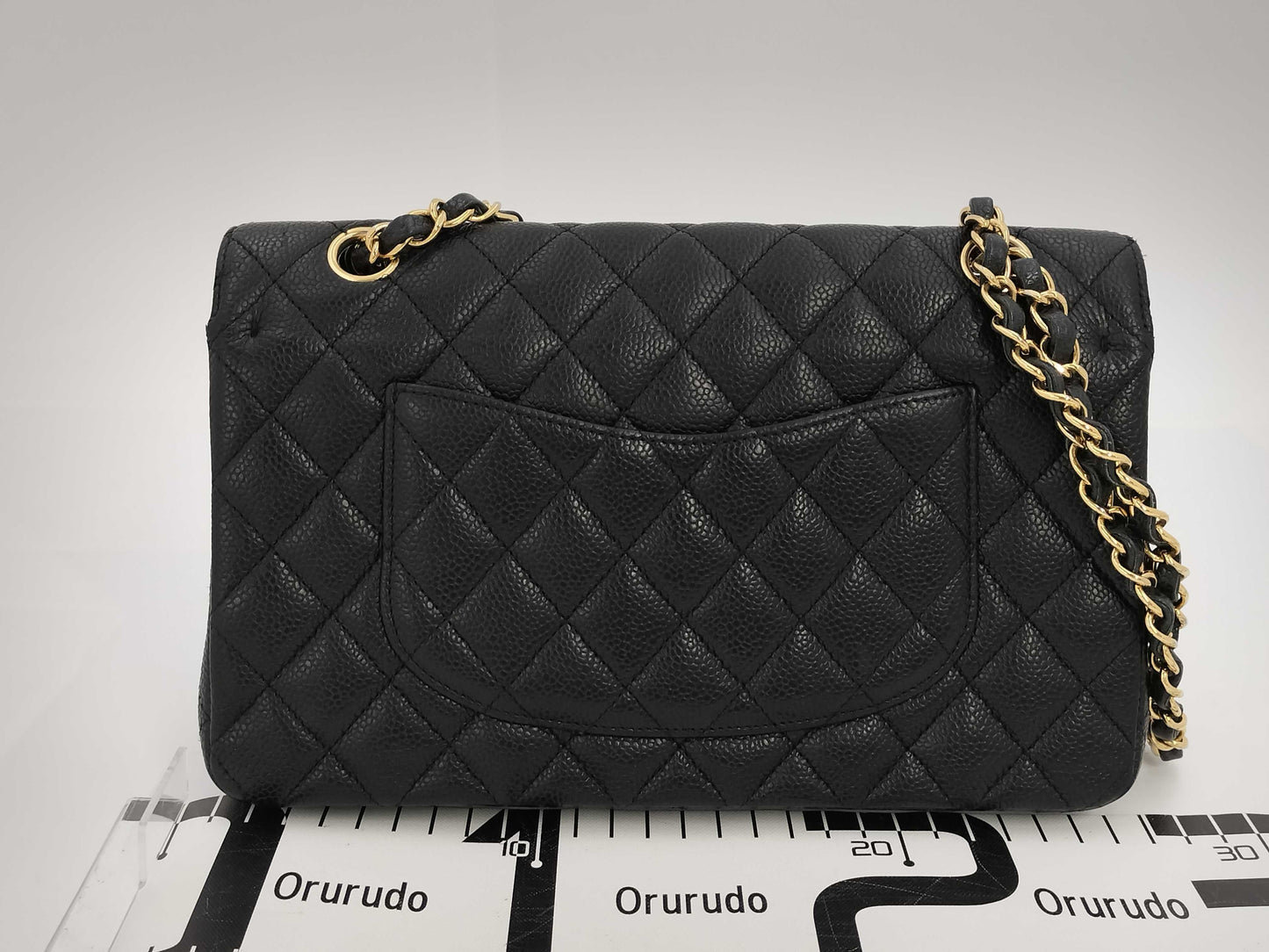 CHANEL Matelasse 25 Double Flap Caviar Black Chain Shoulder Bag