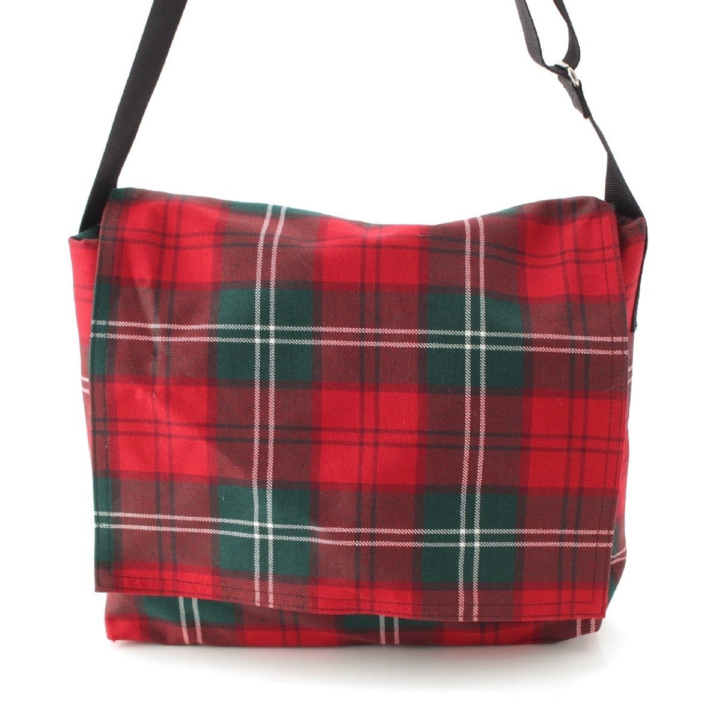 COMME des GARCONS Large Format Wool Canvas Plaid Messenger Shoulder Bag GQ-K202 Red