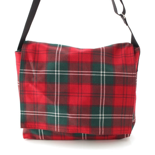COMME des GARCONS Large Format Wool Canvas Plaid Messenger Shoulder Bag GQ-K202 Red