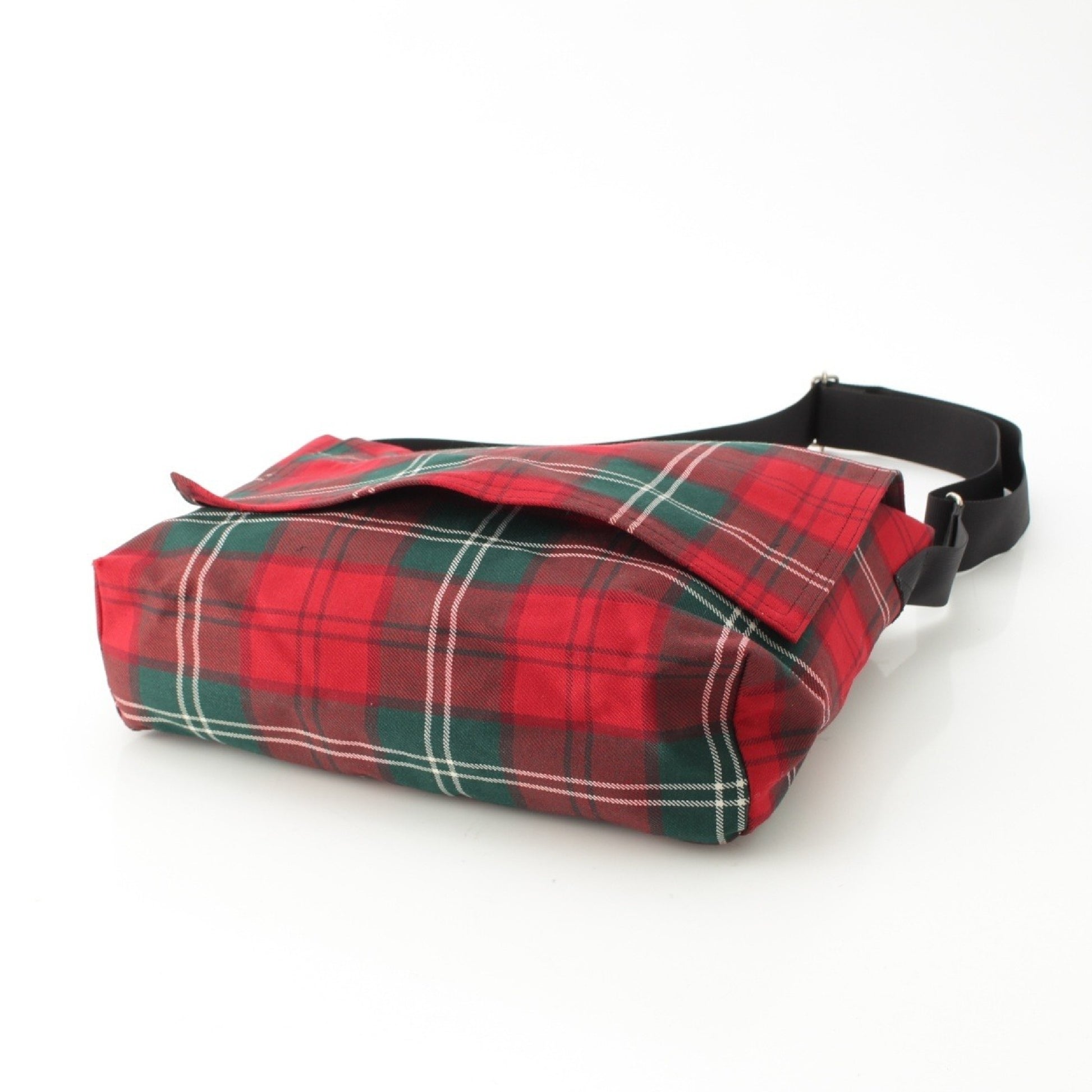 COMME des GARCONS Large Format Wool Canvas Plaid Messenger Shoulder Bag GQ-K202 Red