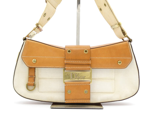 Dior Street Chic Leather Canvas Shoulder Bag