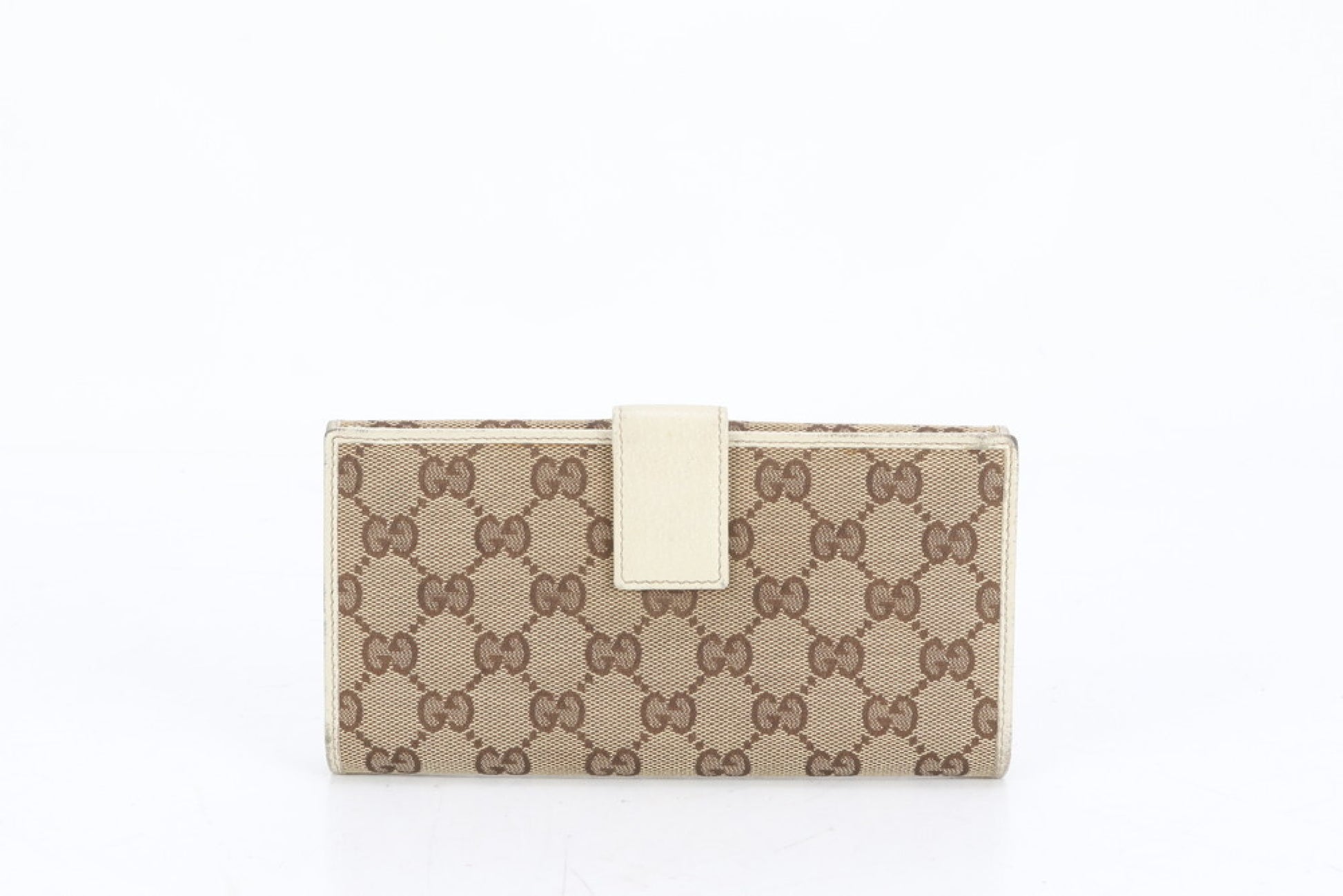 GUCCI GG Canvas Long Wallet with Sherry Ribbon