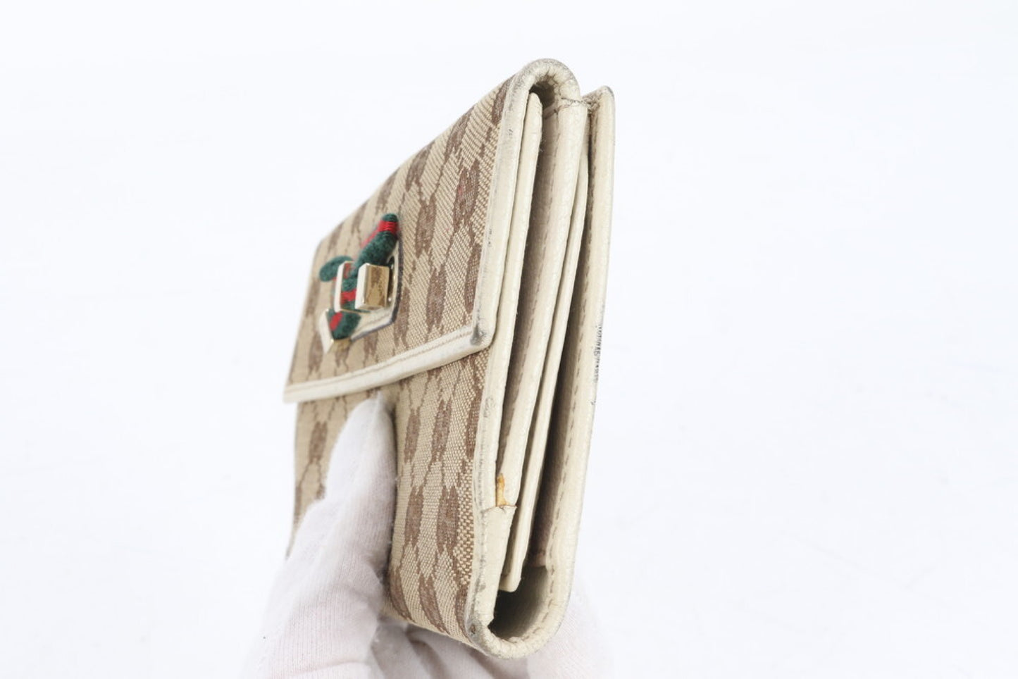 GUCCI GG Canvas Long Wallet with Sherry Ribbon