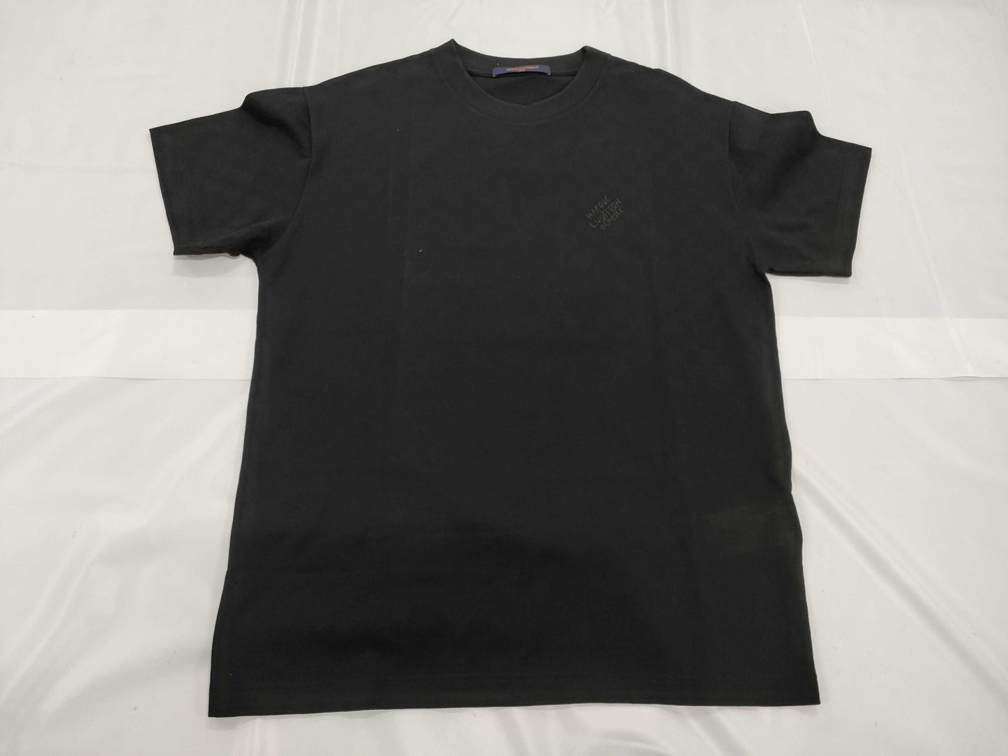 LOUIS VUITTON Damier Mesh T-Shirt, Cotton, Black, Men's, Small
