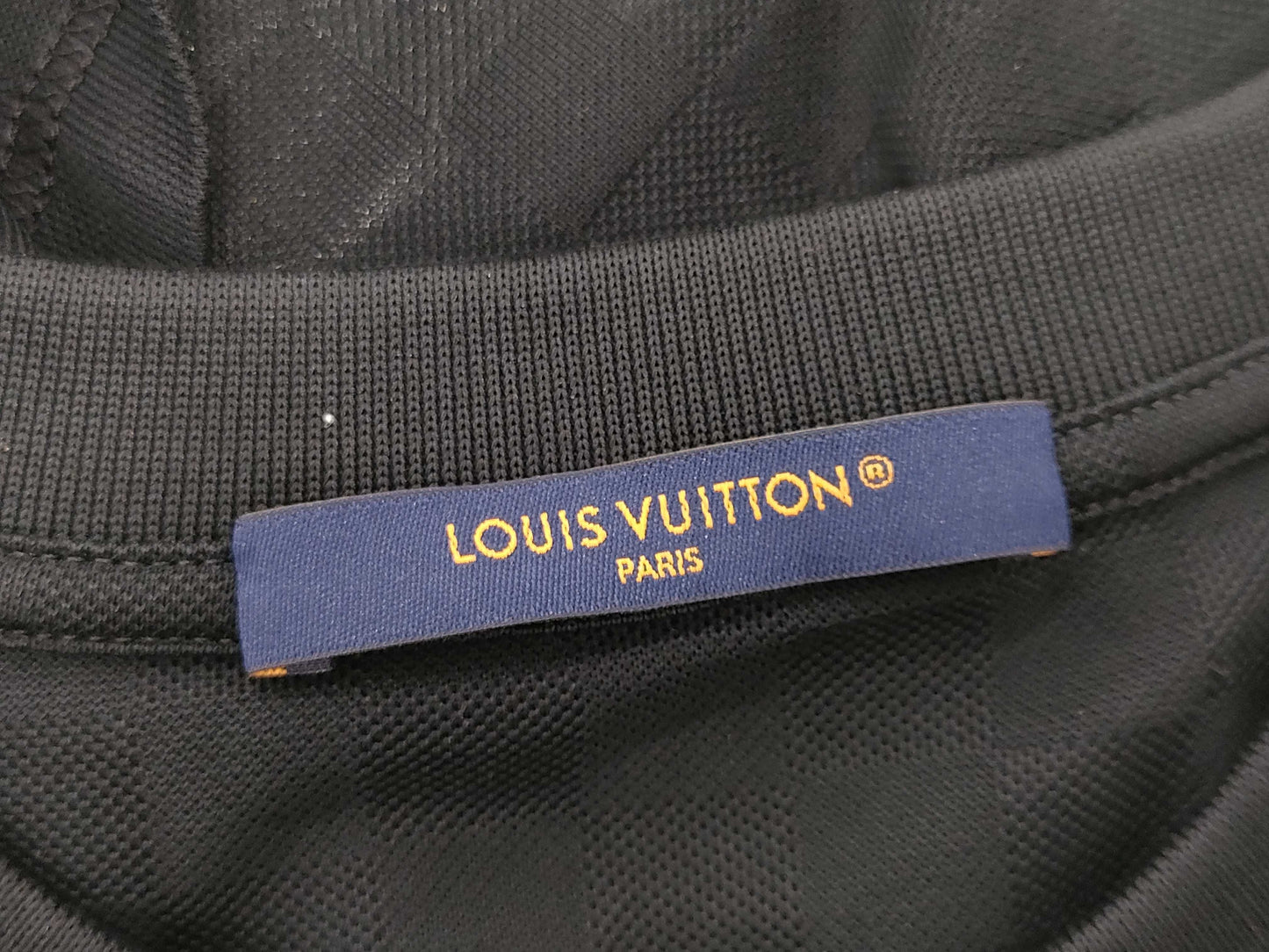 LOUIS VUITTON Damier Mesh T-Shirt, Cotton, Black, Men's, Small
