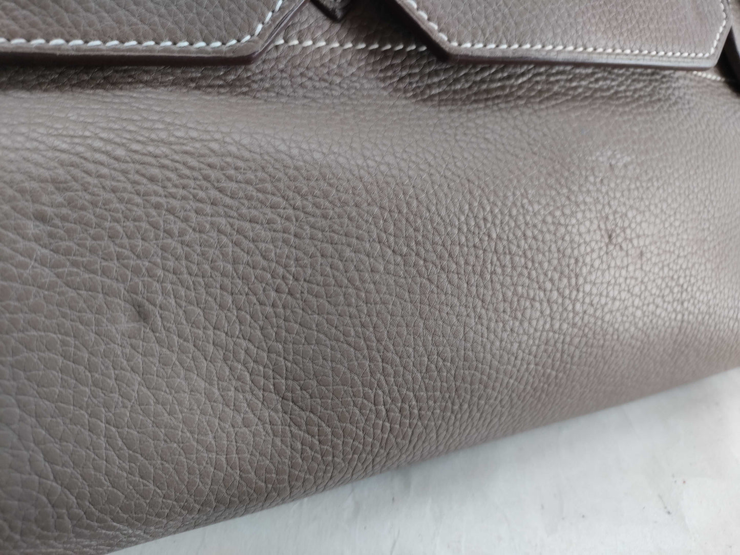 HERMES Birkin Shoulder Birkin Bag, L Engraved, Taurillon, with Padlock, Key, and Clochet