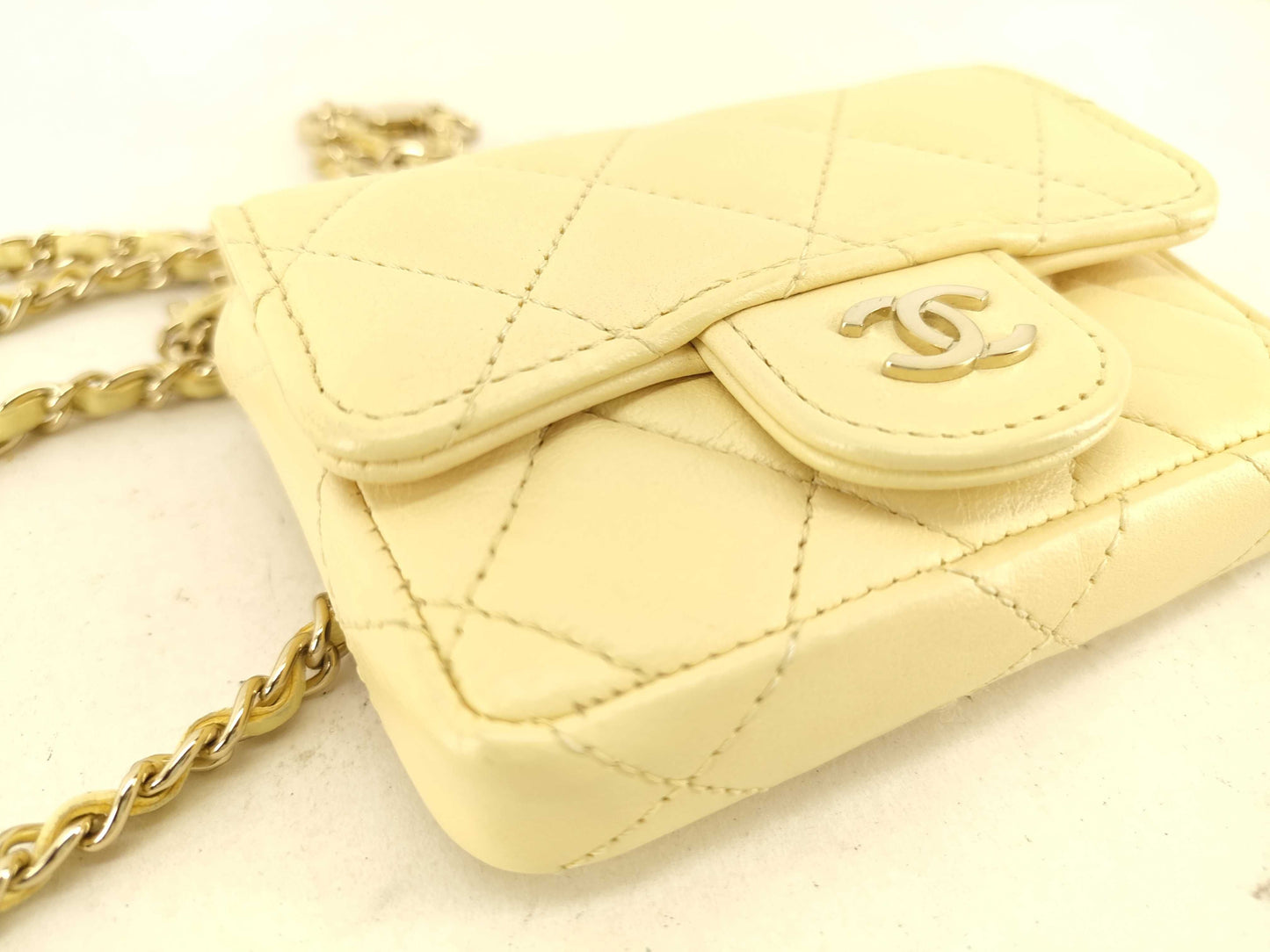 CHANEL Matelasse Chain Mini Waist Pouch Yellow Shoulder Bag