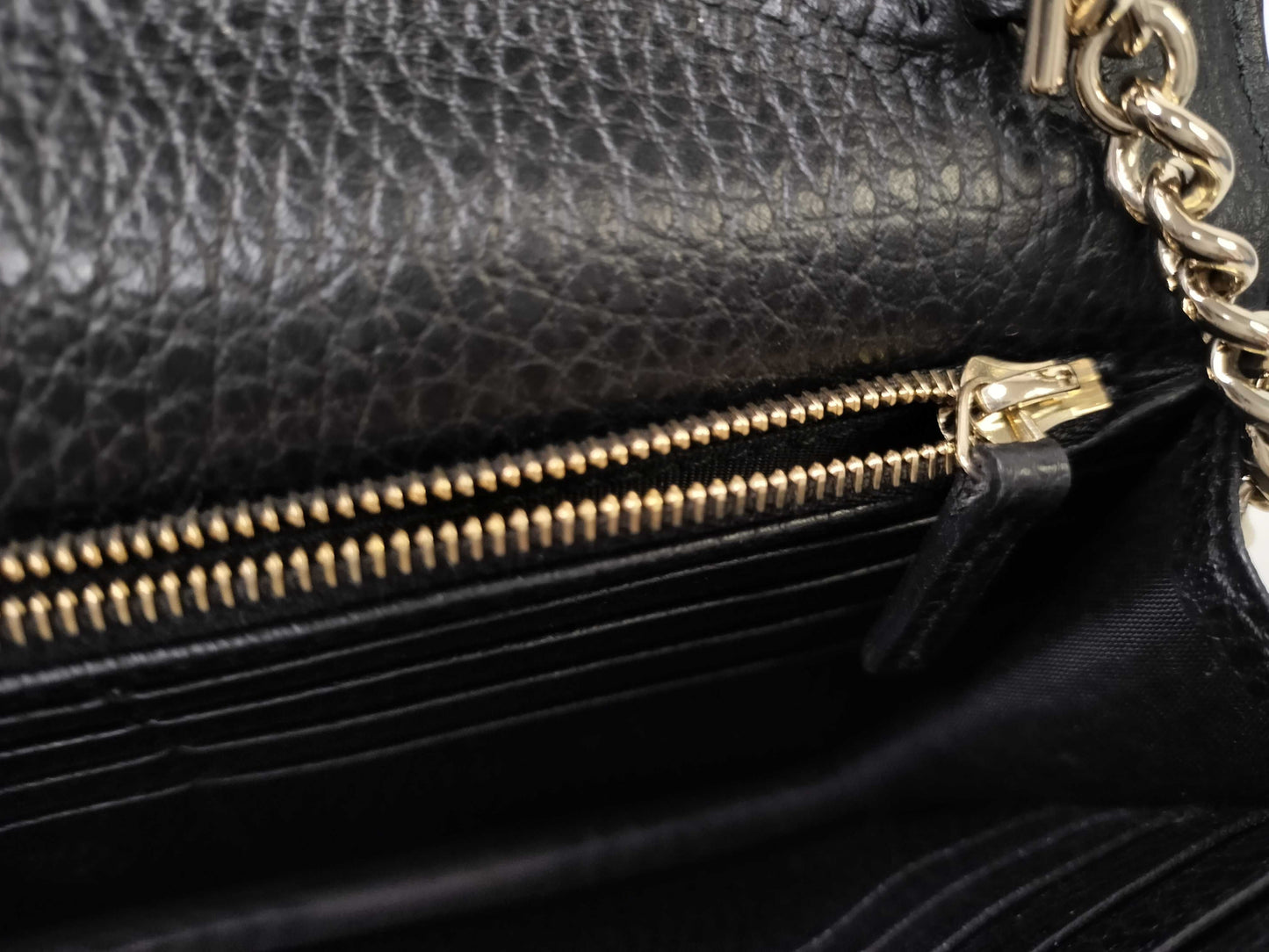 GUCCI Gucci Shoulder Bag Leather Black Clutch Bag