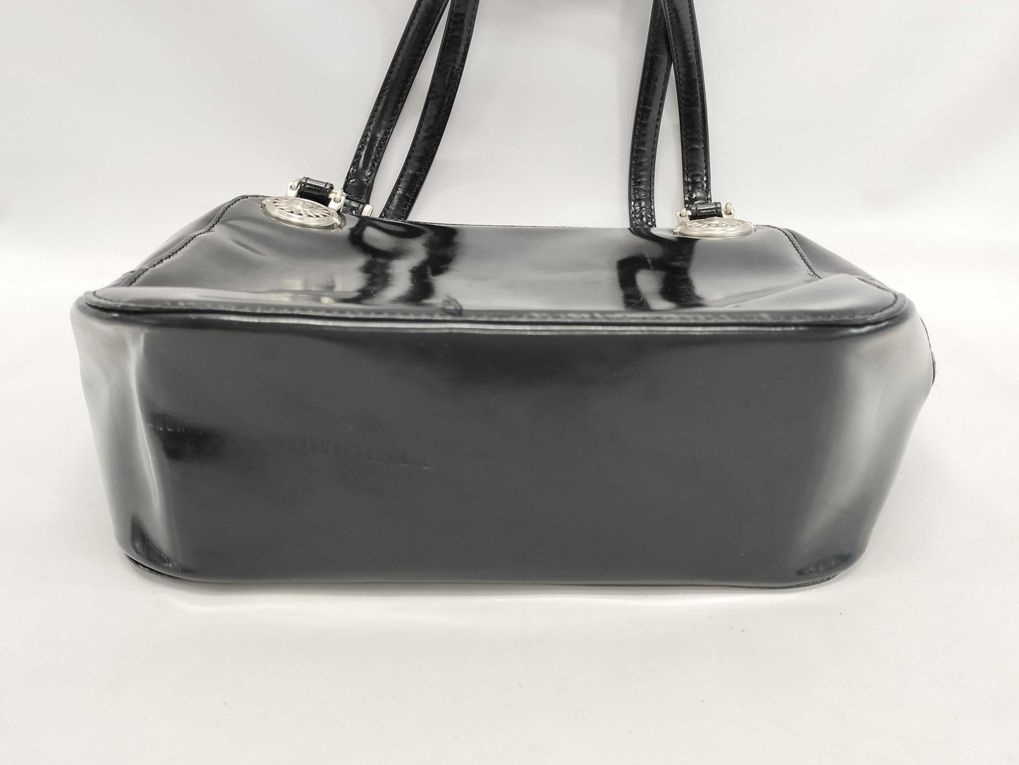 VERSACE Sunburst Patent Leather Chain Tote Bag Shoulder Bag