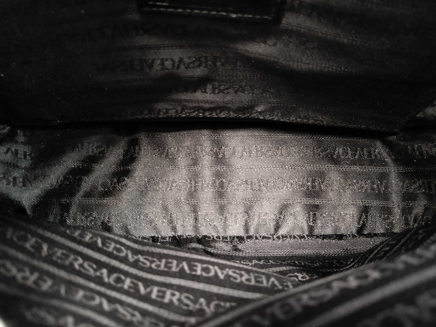 VERSACE Sunburst Patent Leather Chain Tote Bag Shoulder Bag