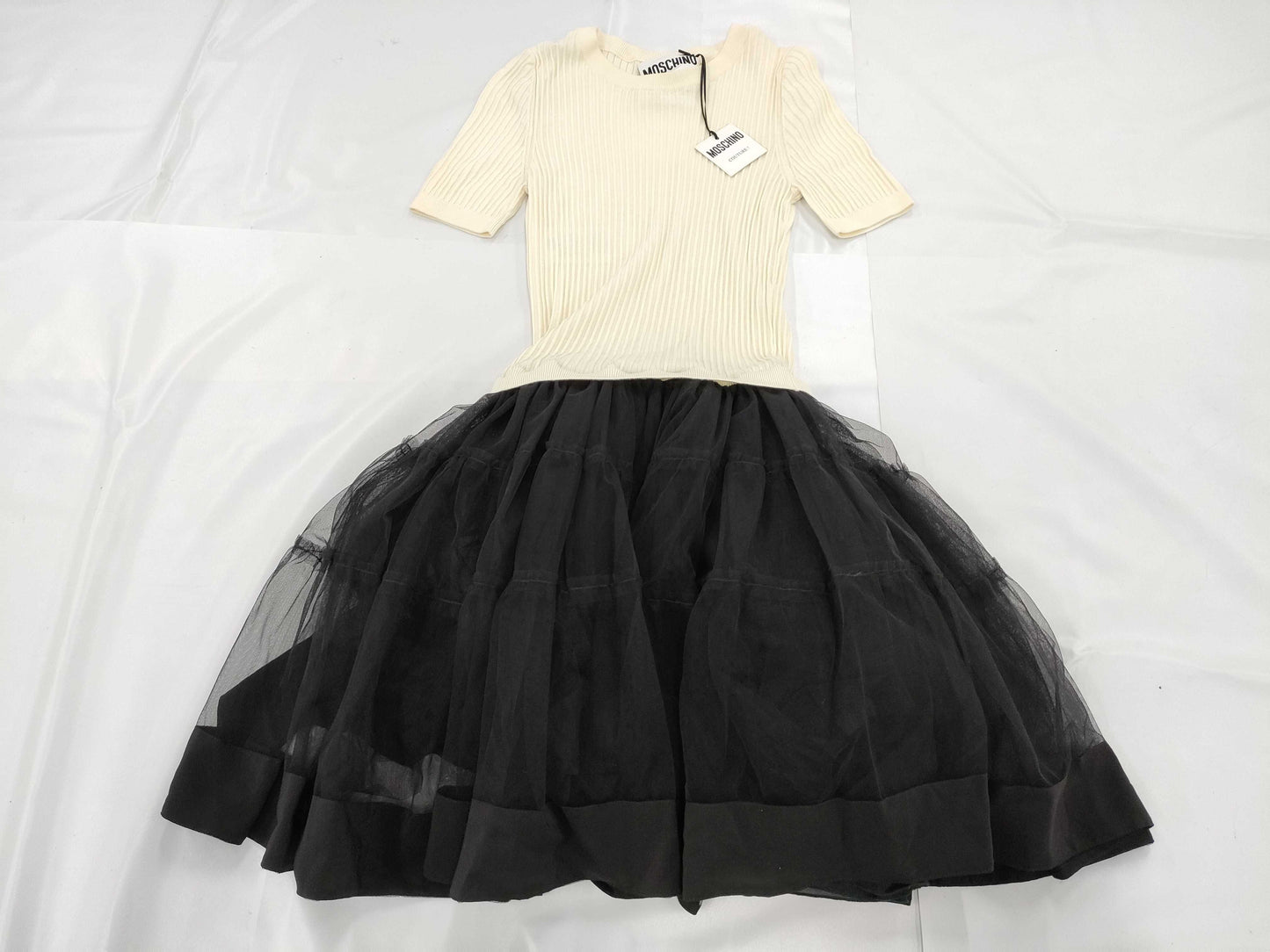 MOSCHINO Moschino White Top x Black Chiffon Skirt Dress Size 40 Dress