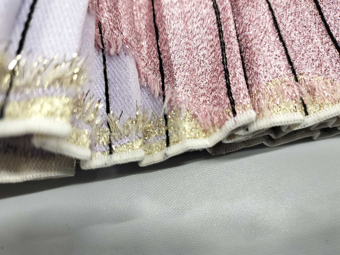Dior Lamé Pink V-Neck Pleated Dress, Size 34