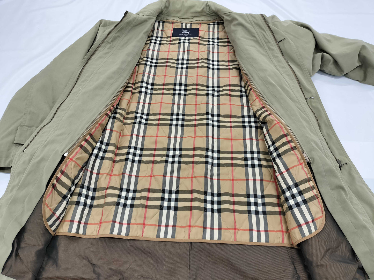 Burberry London Nova Check Quilted Lined Coat, Size L