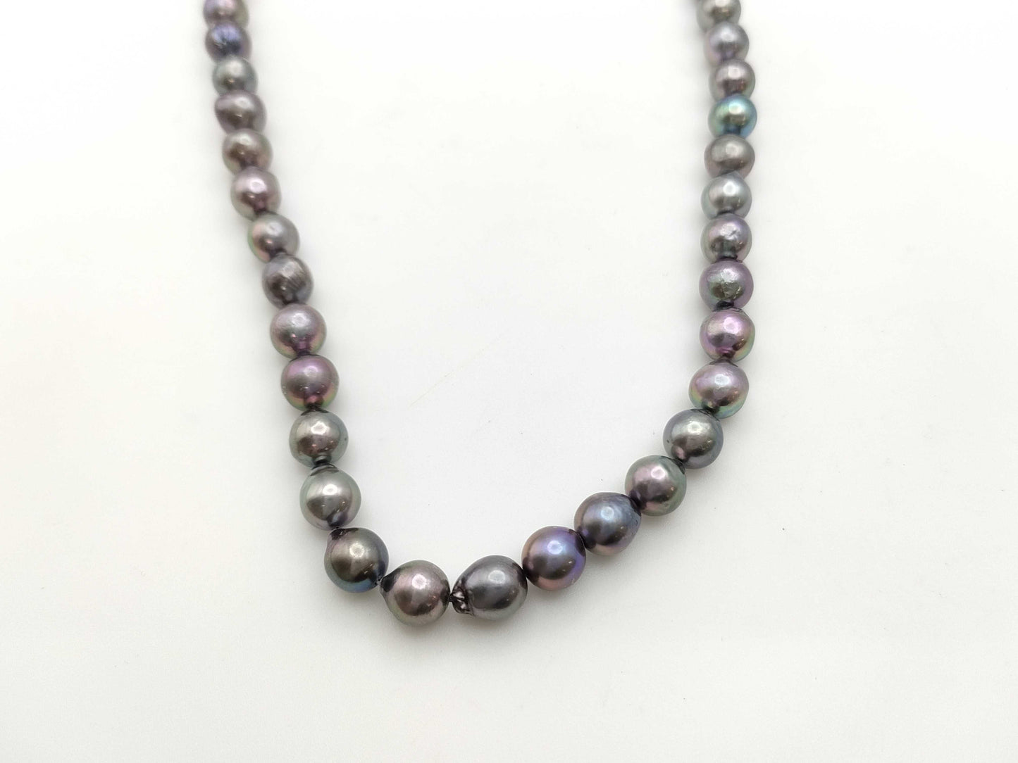 Semi-round pearl, diameter approximately 6.8-7.9mm, sterling silver, 32.9g, necklace