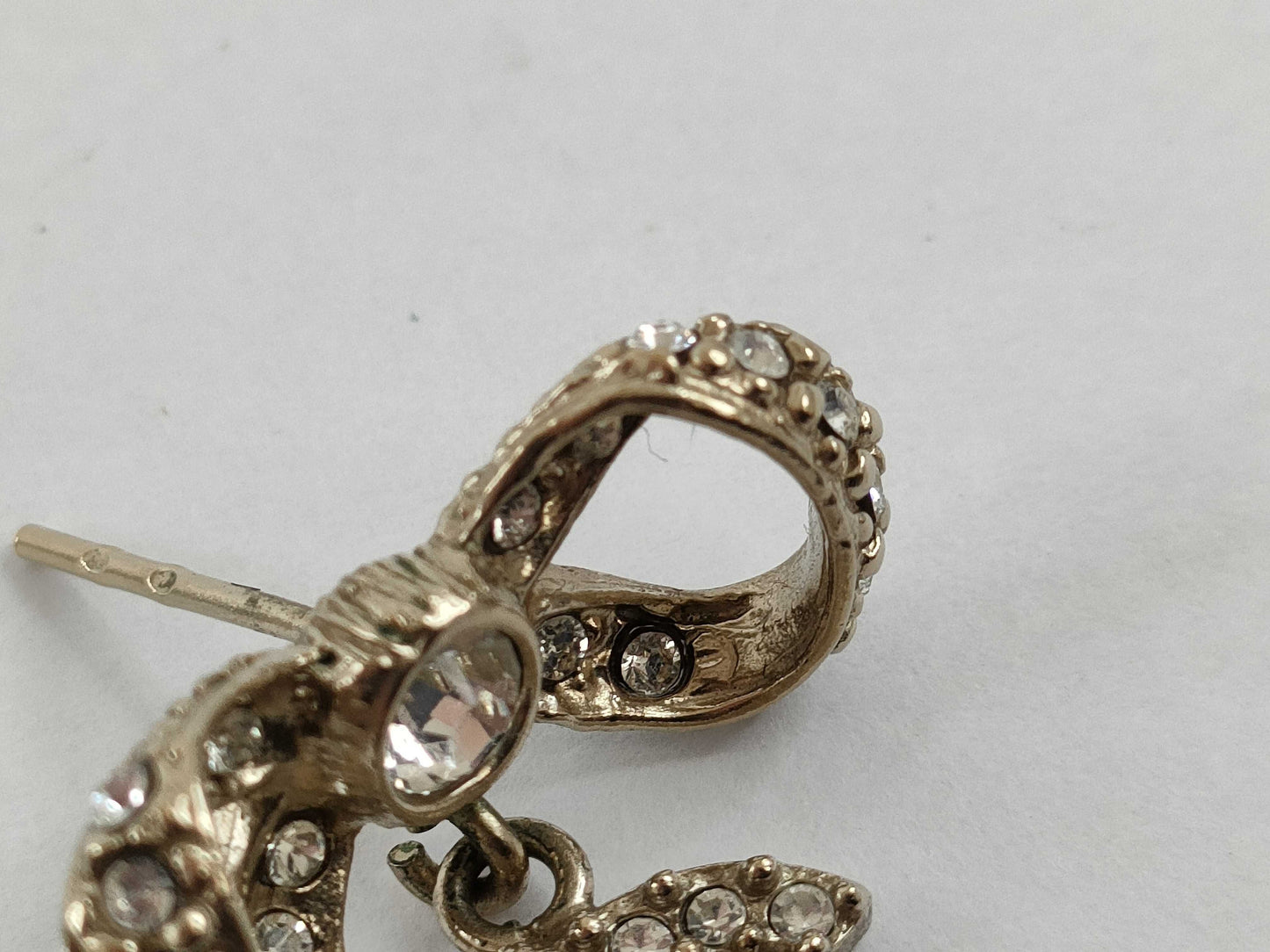 CHANEL Coco Mark CHANEL Coco Mark Ribbon Rhinestone Earrings