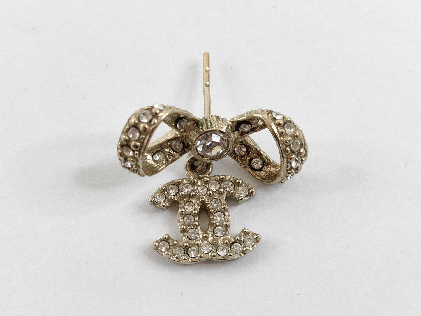 CHANEL Coco Mark CHANEL Coco Mark Ribbon Rhinestone Earrings
