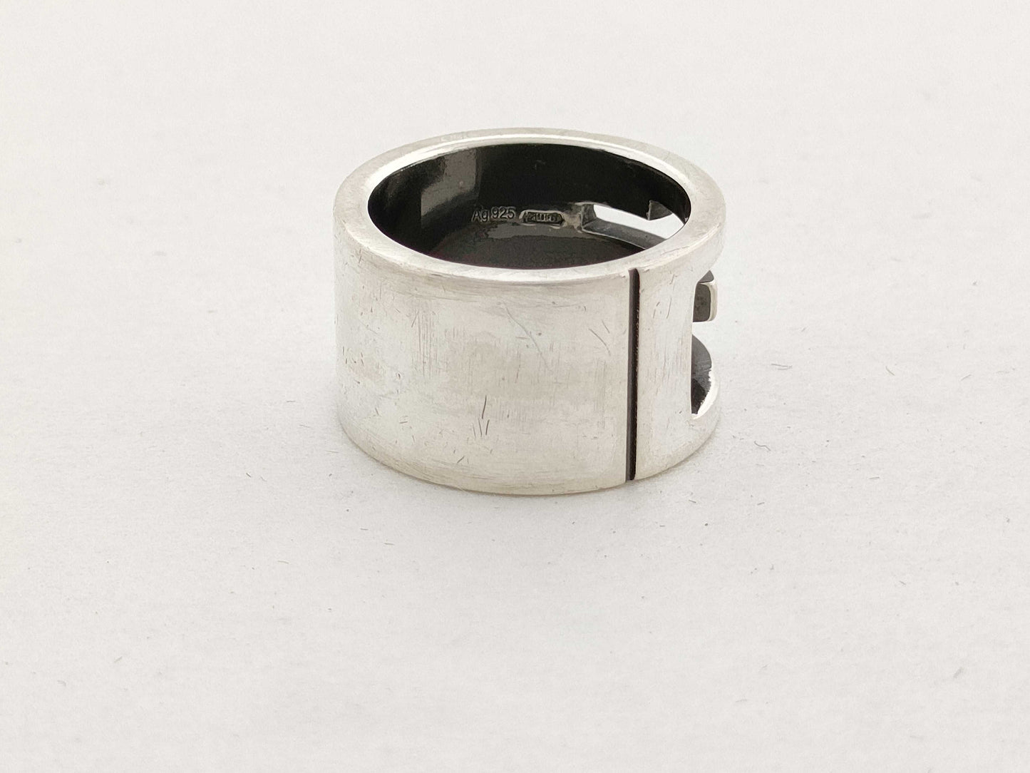 GUCCI Blunted Cutout G Ag925 Silver 11.3g Ring