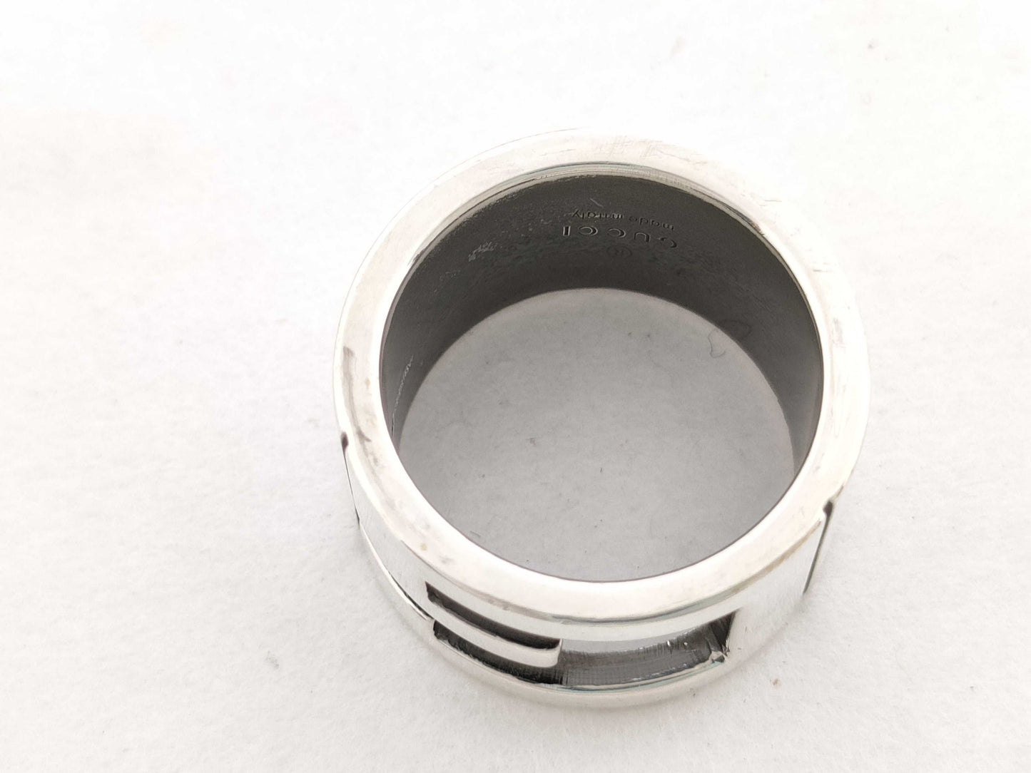 GUCCI Blunted Cutout G Ag925 Silver 11.3g Ring