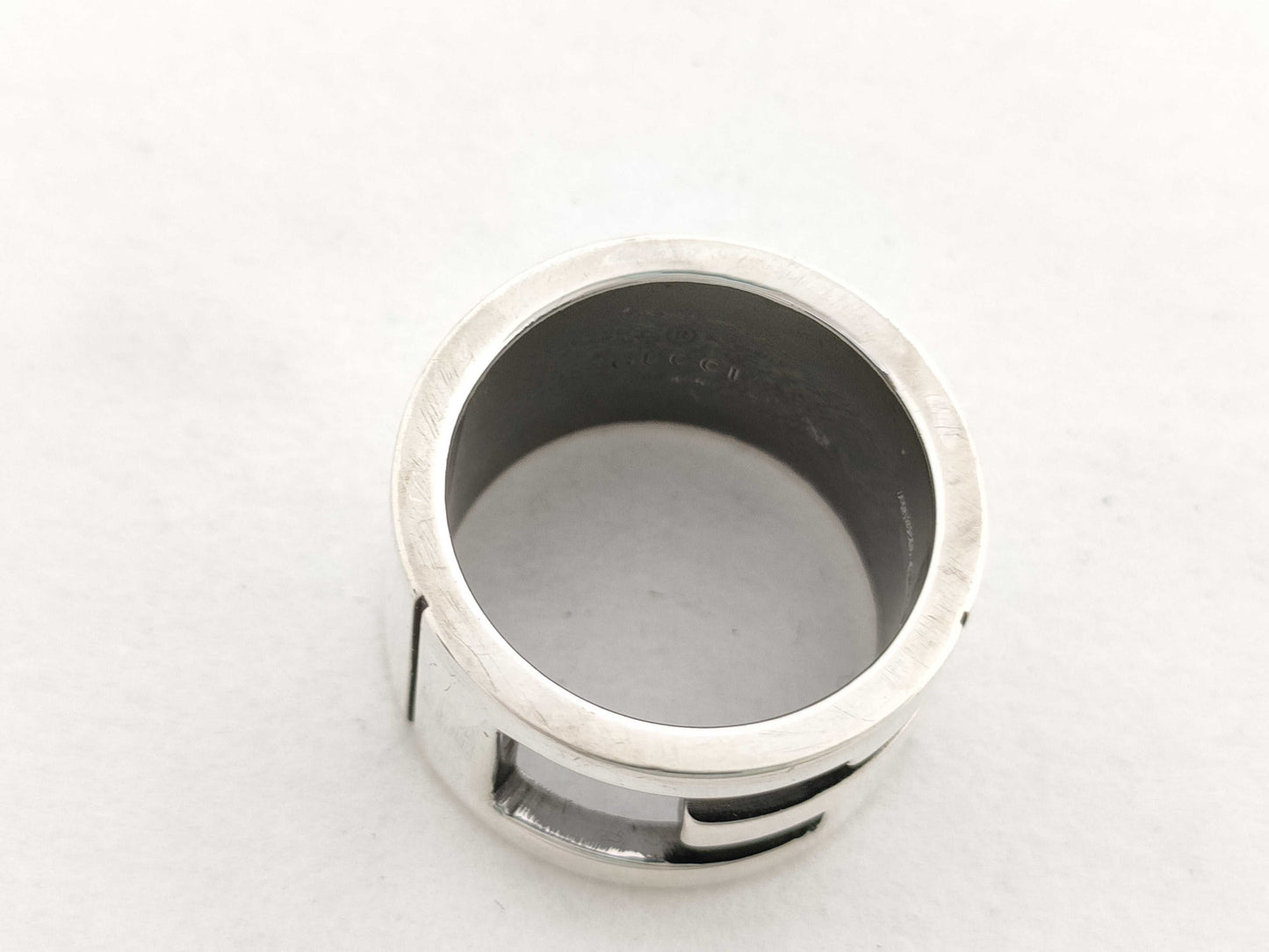 GUCCI Blunted Cutout G Ag925 Silver 11.3g Ring