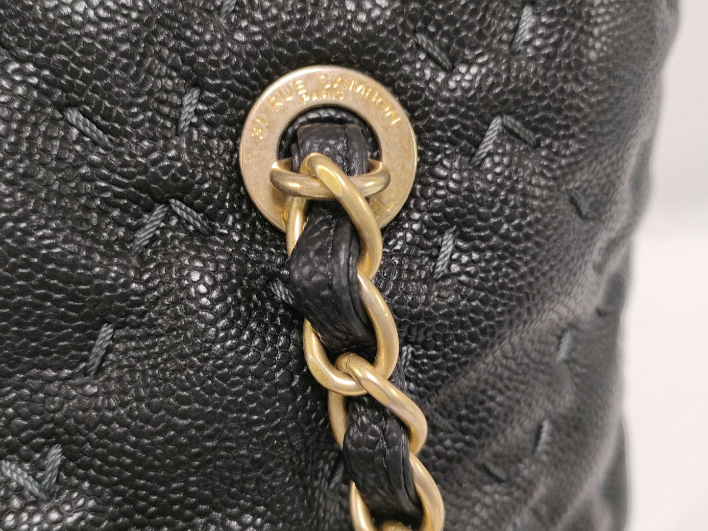 CHANEL Matelasse Caviar Skin Black Tote Bag