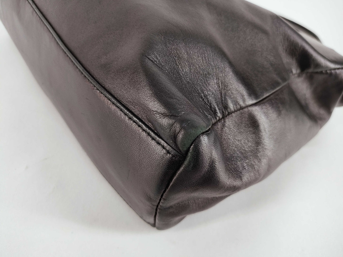 PRADA Prada Handbag with Triangle Logo, All Leather, Black, with Warranty Card