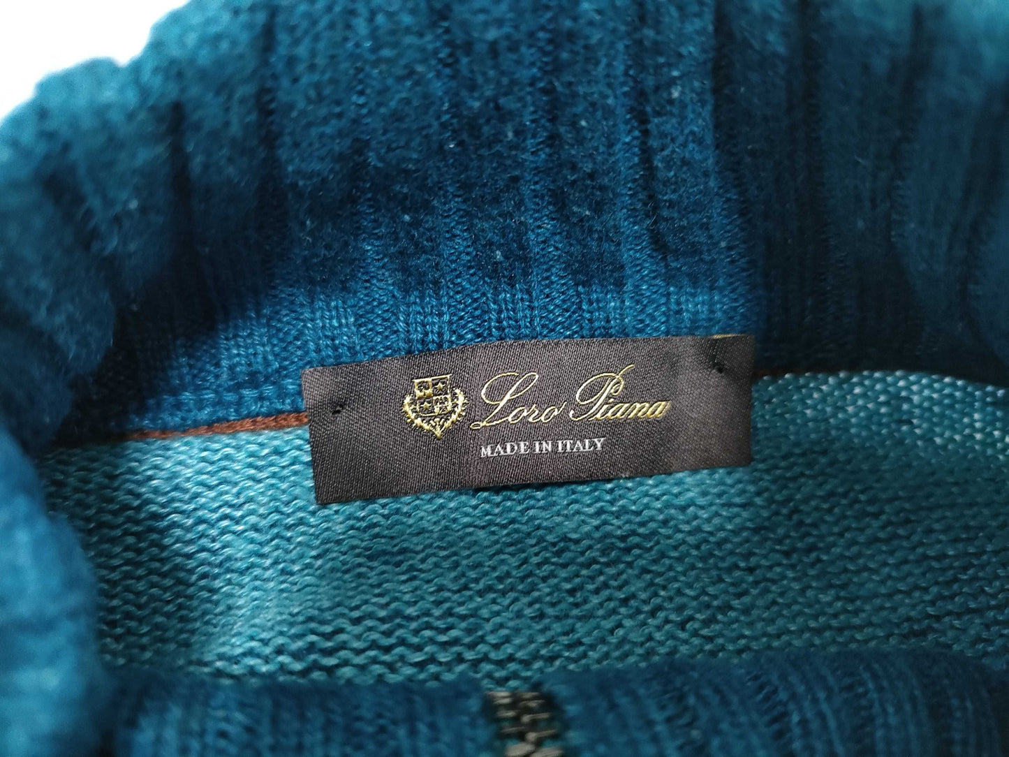 Loro Piana Zip-Up Cashmere Blend Knit Sweater, Size 48, Top