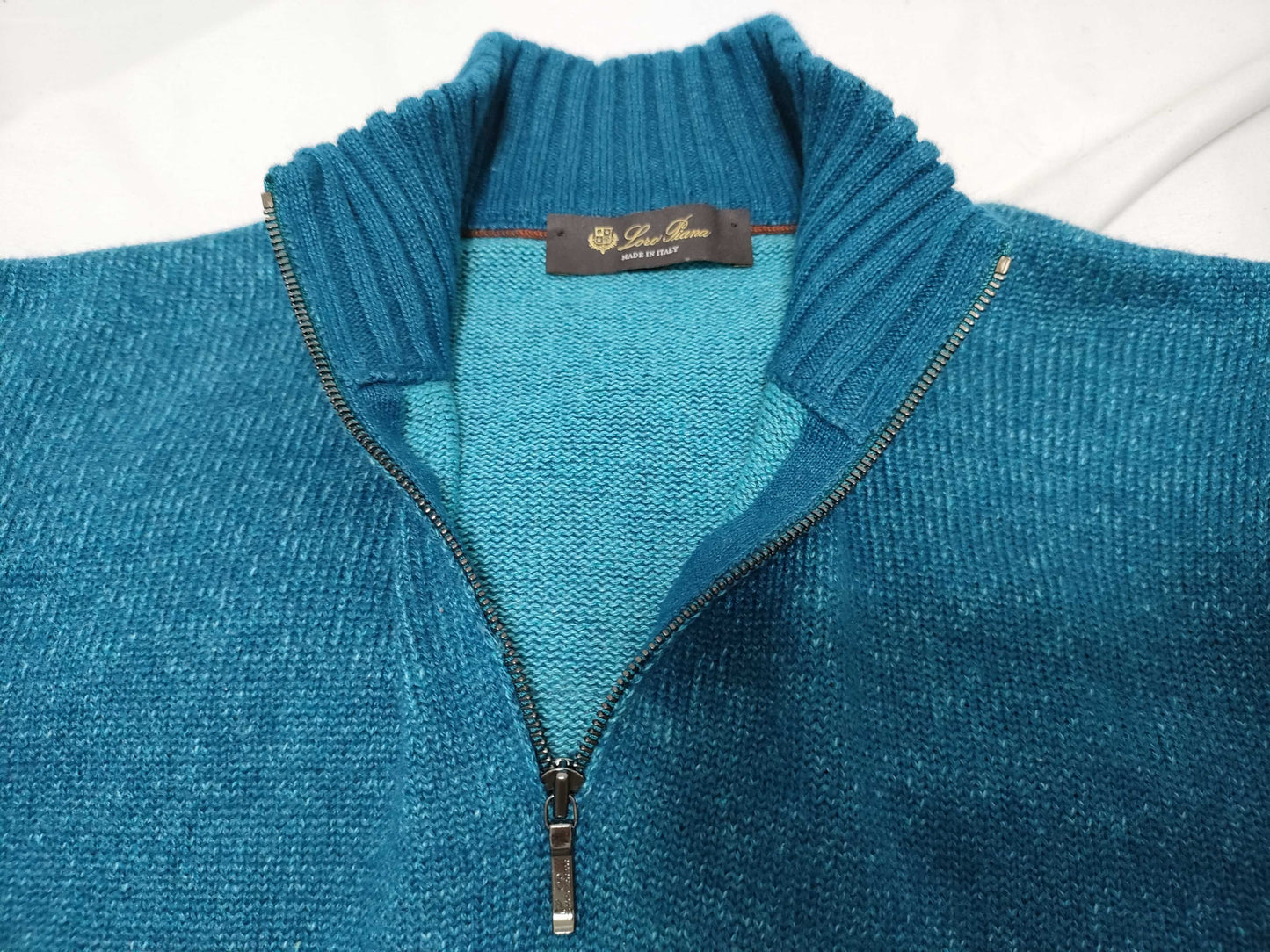 Loro Piana Zip-Up Cashmere Blend Knit Sweater, Size 48, Top