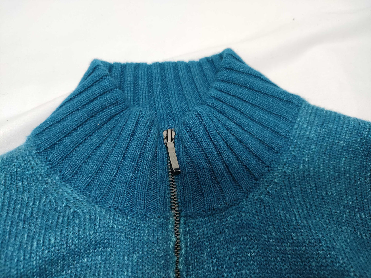 Loro Piana Zip-Up Cashmere Blend Knit Sweater, Size 48, Top