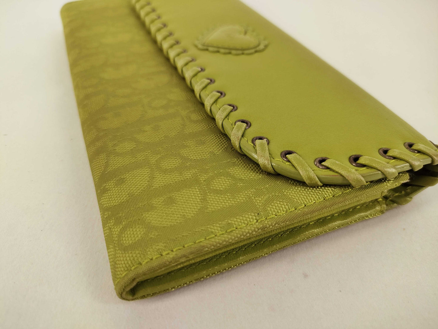 Dior Trotter Christian Dior Long Wallet Ethnic Heart Trotter Green Wallet