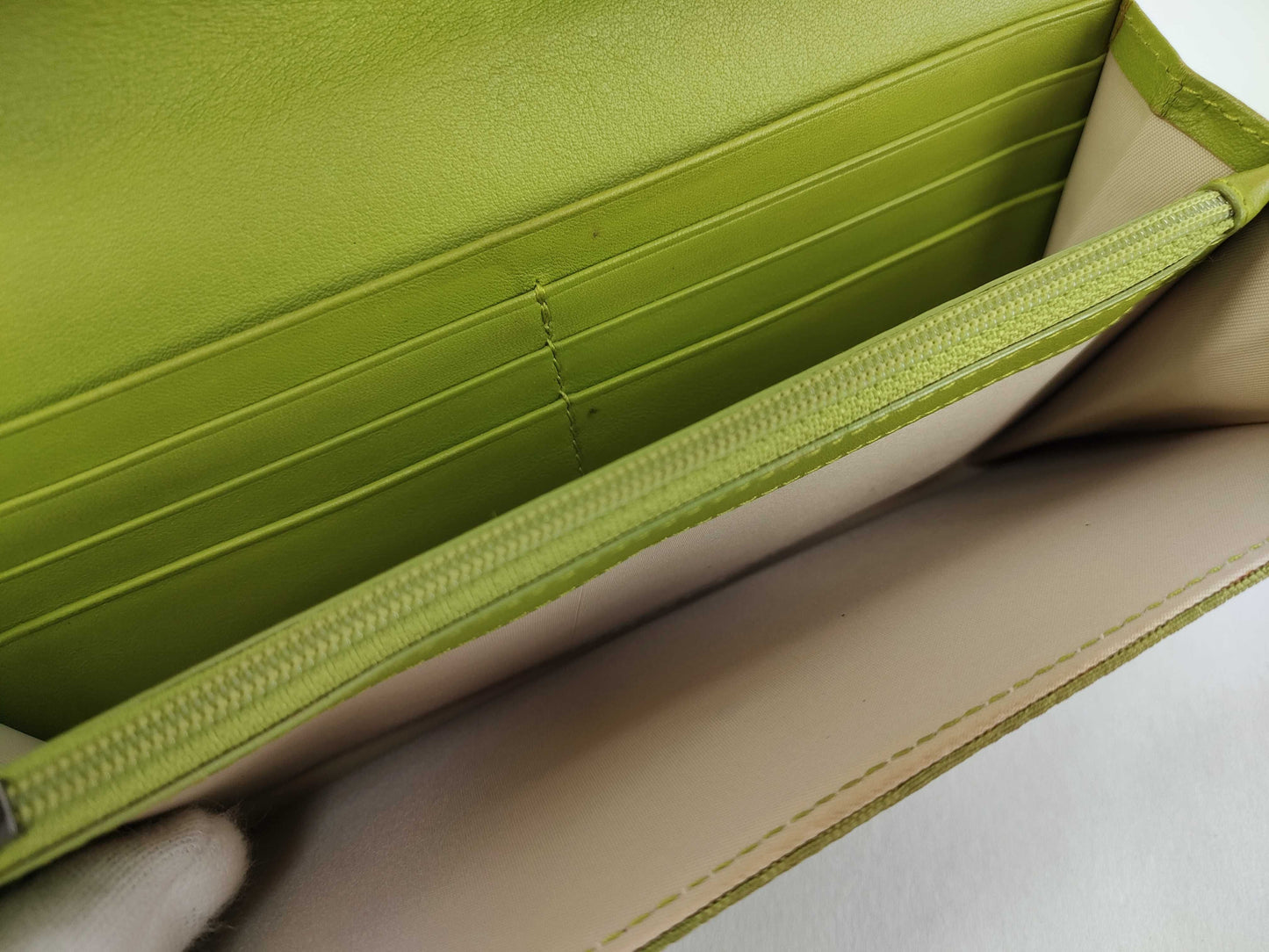 Dior Trotter Christian Dior Long Wallet Ethnic Heart Trotter Green Wallet