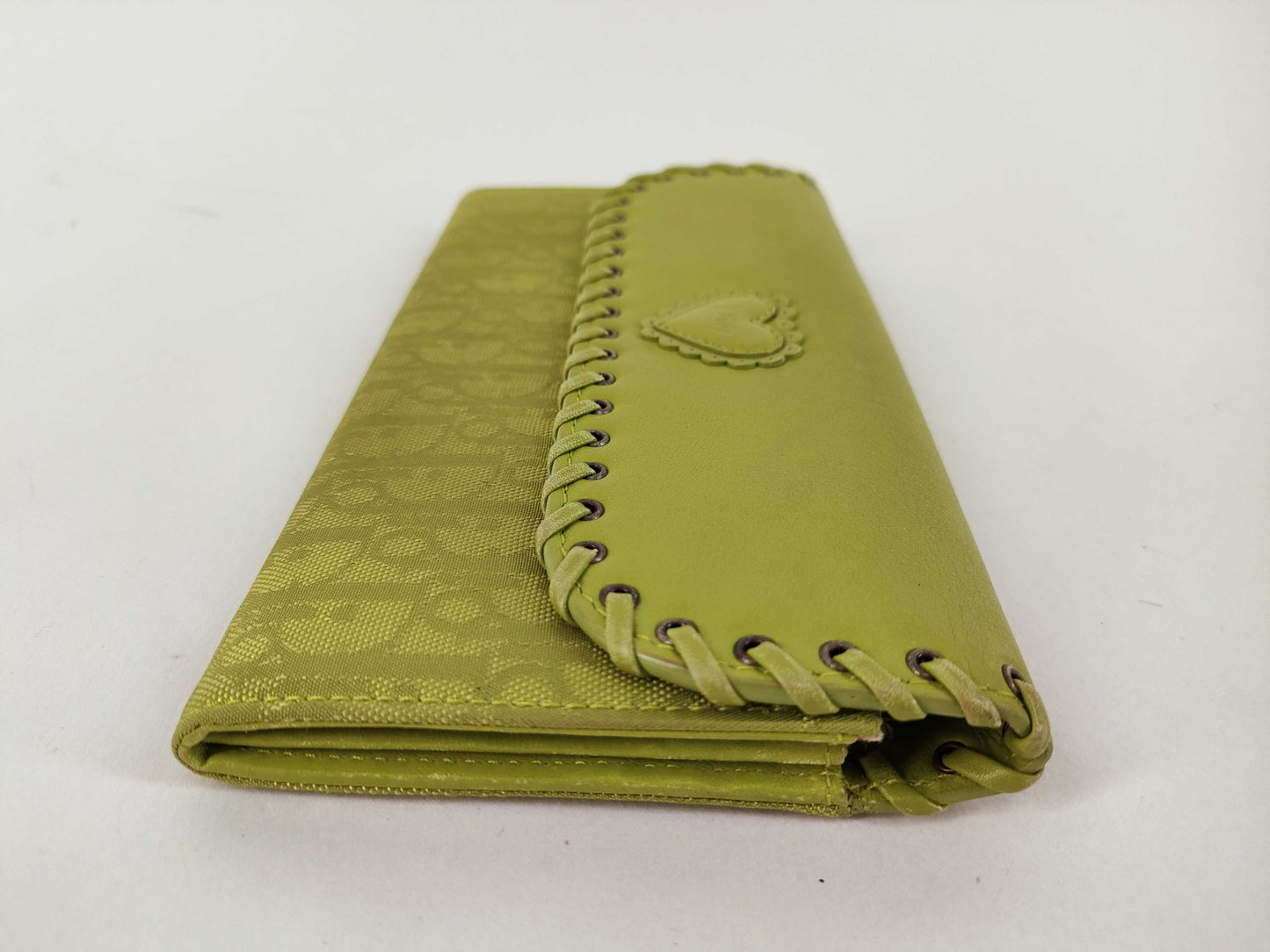Dior Trotter Christian Dior Long Wallet Ethnic Heart Trotter Green Wallet