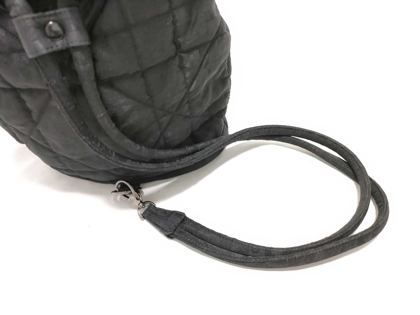 Dior Christian Dior Backpack Cannage Drawcord Fur Charm Black Backpack