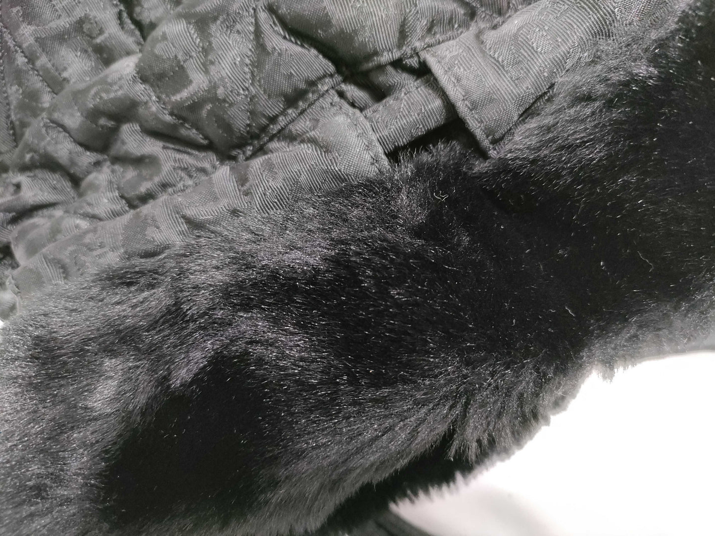 Dior Christian Dior Backpack Cannage Drawcord Fur Charm Black Backpack