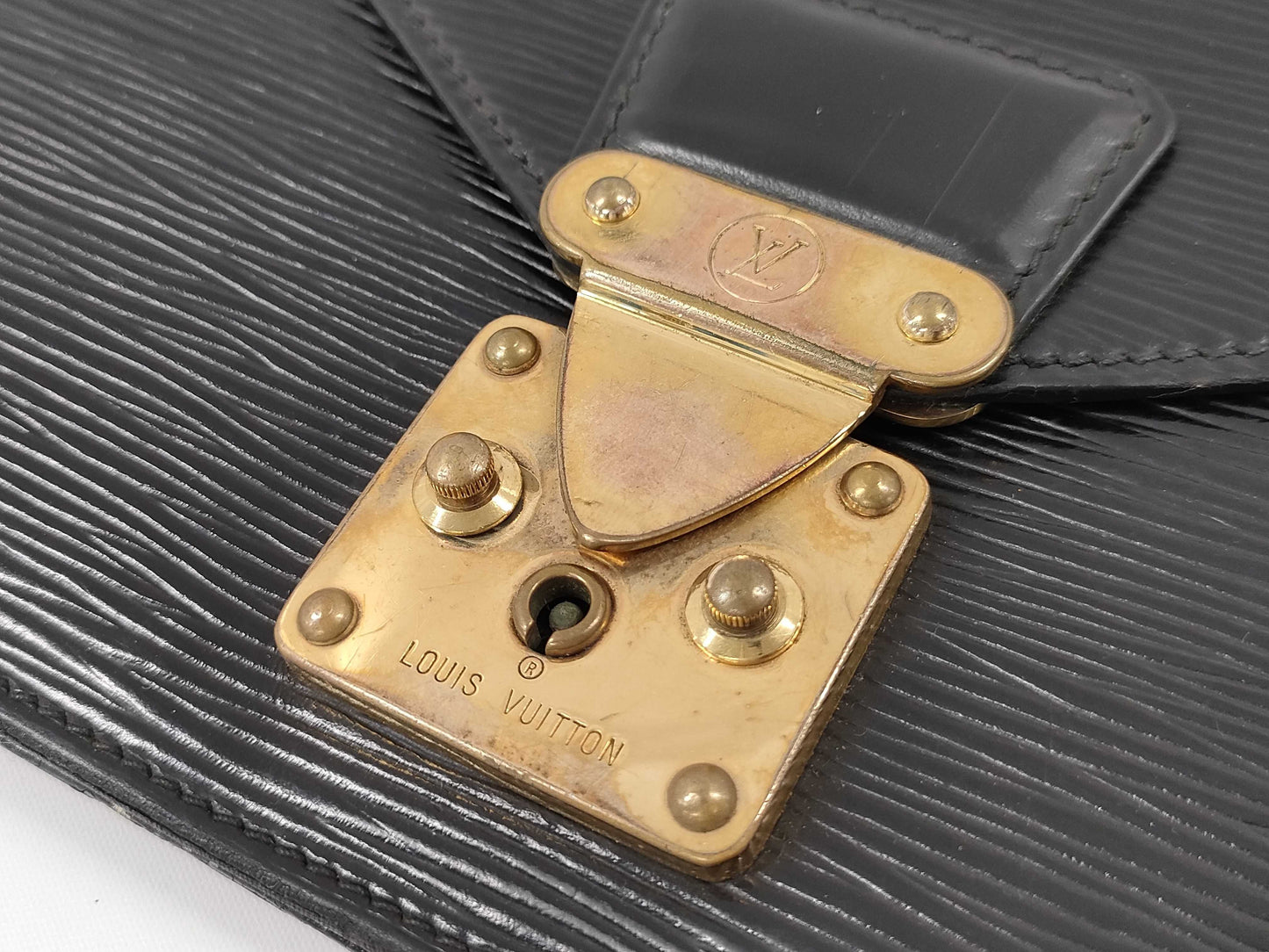 LOUIS VUITTON Epi Leather Second Bag Black Clutch Bag