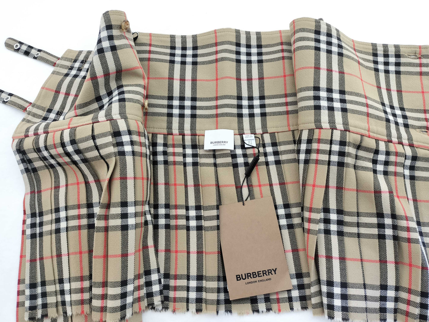 BURBERRY BURBERRY London England Skirt BURBERRY Women's Pleated Check Wool Mini Quilt 8025832 Size 36 Skirt Skirt