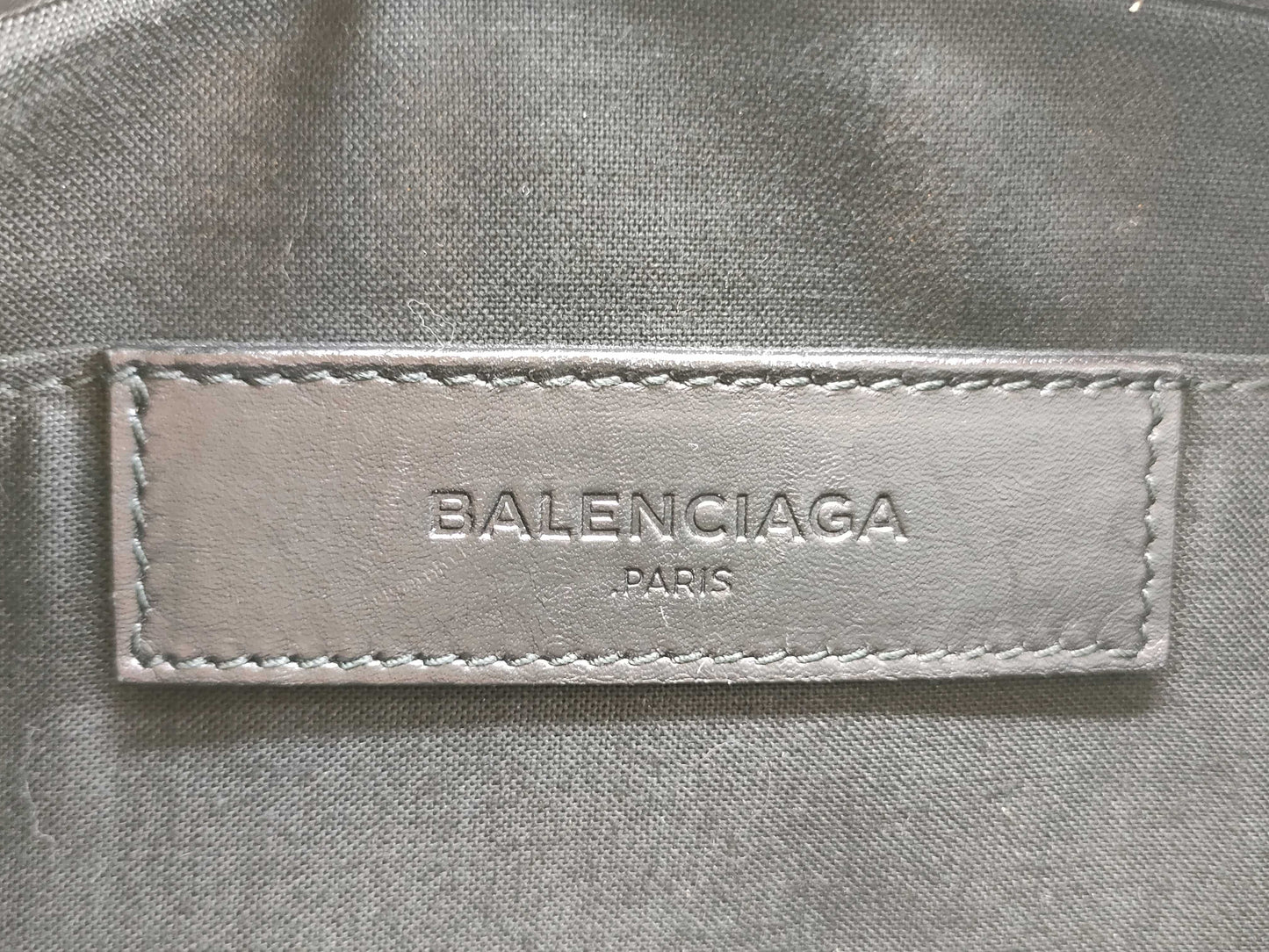 BALENCIAGA 420407 Navy Clip Canvas and Leather Clutch Handbag