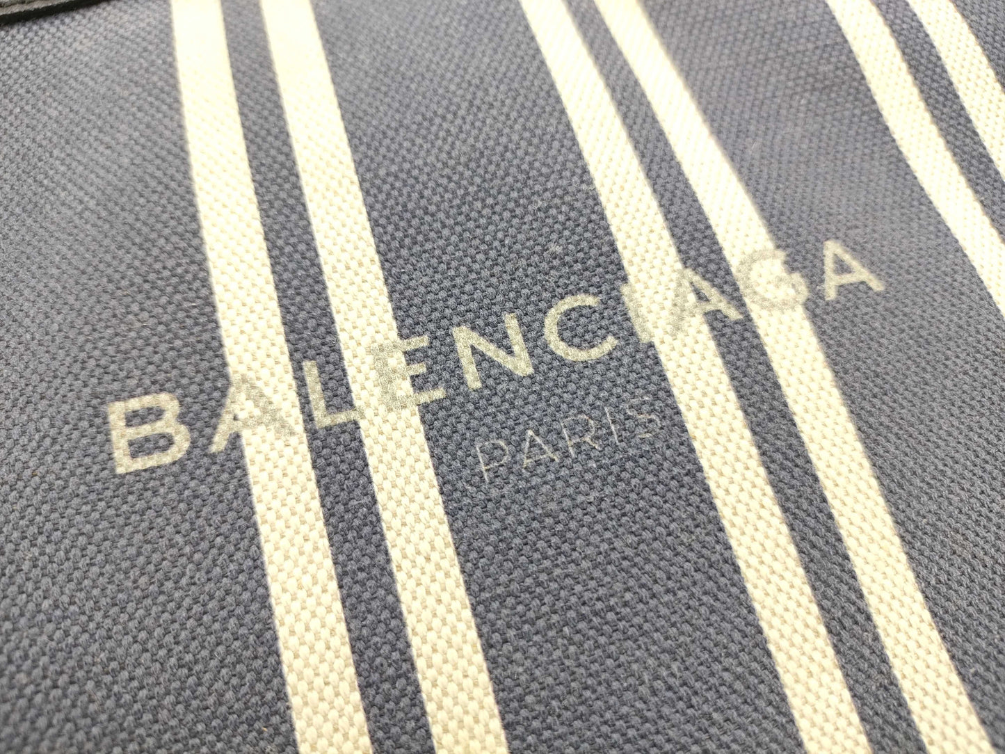 BALENCIAGA 420407 Navy Clip Canvas and Leather Clutch Handbag