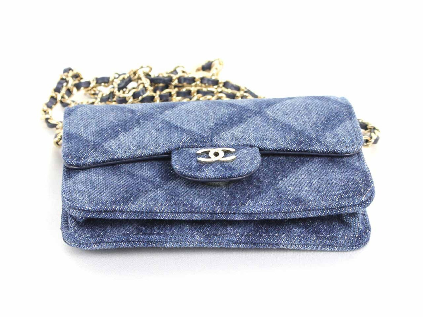 CHANEL denim chain mini shoulder bag