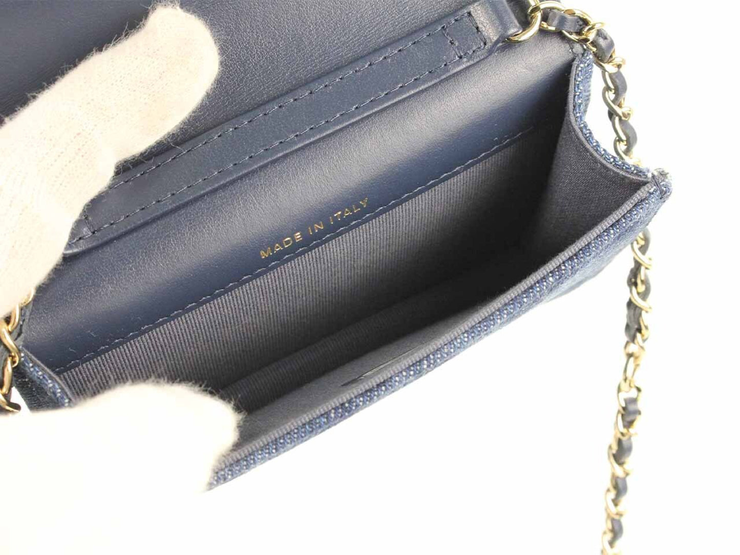 CHANEL denim chain mini shoulder bag