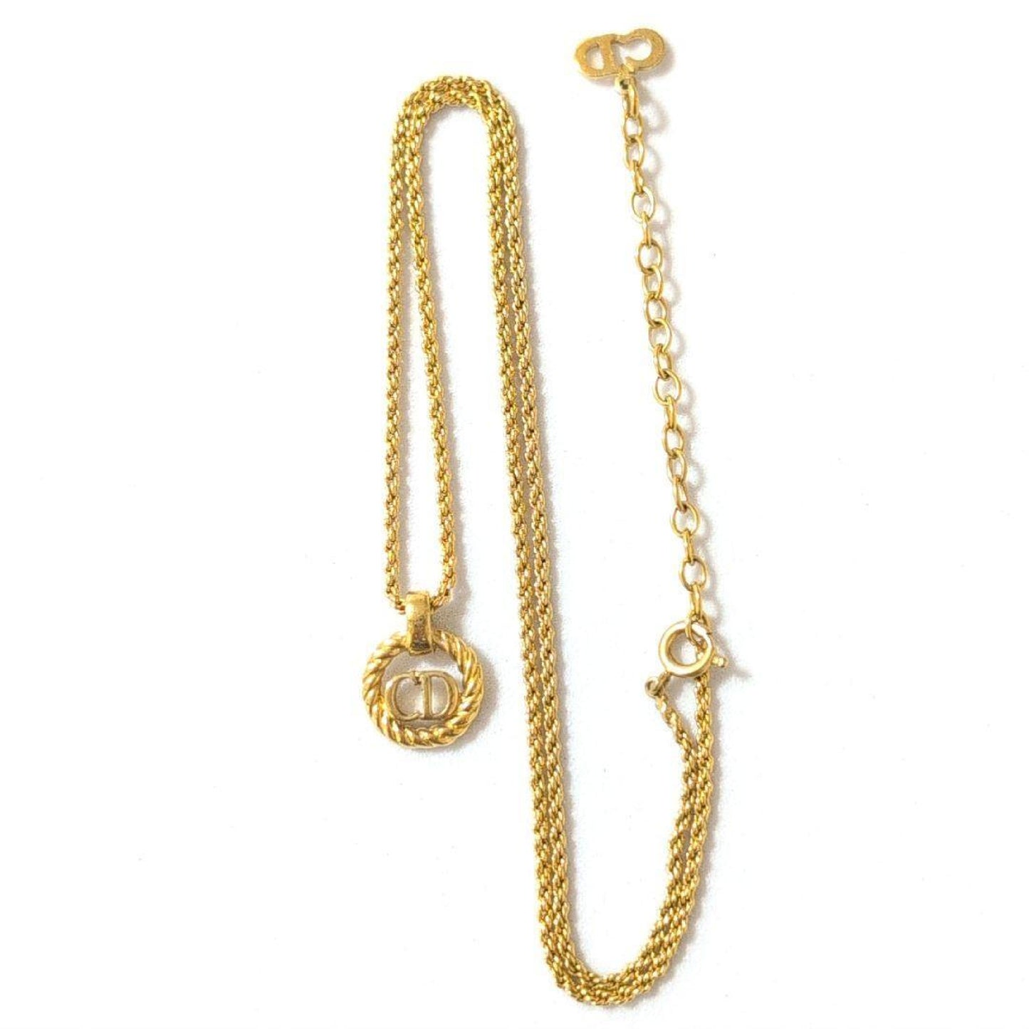 Dior CD Logo Circle Gold Vintage Necklace