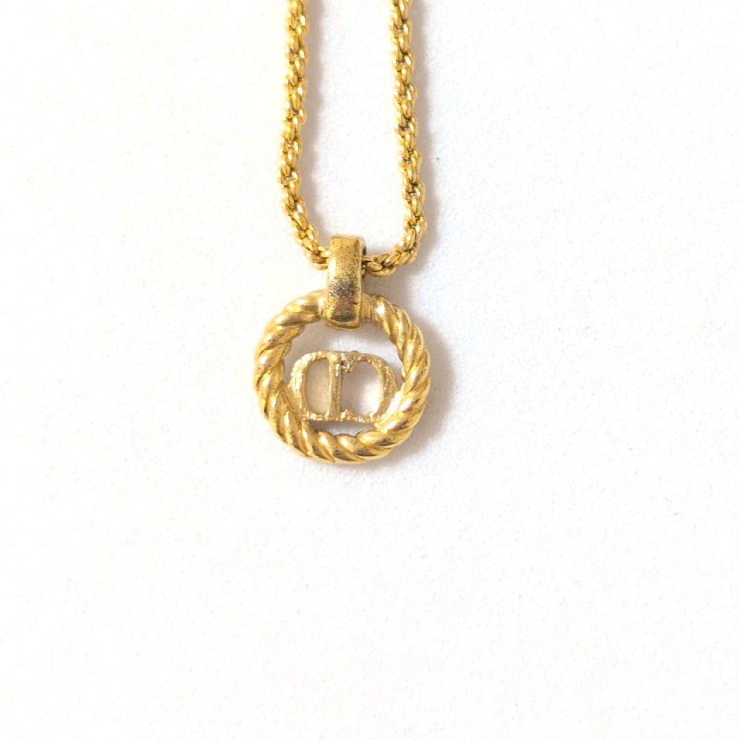 Dior CD Logo Circle Gold Vintage Necklace