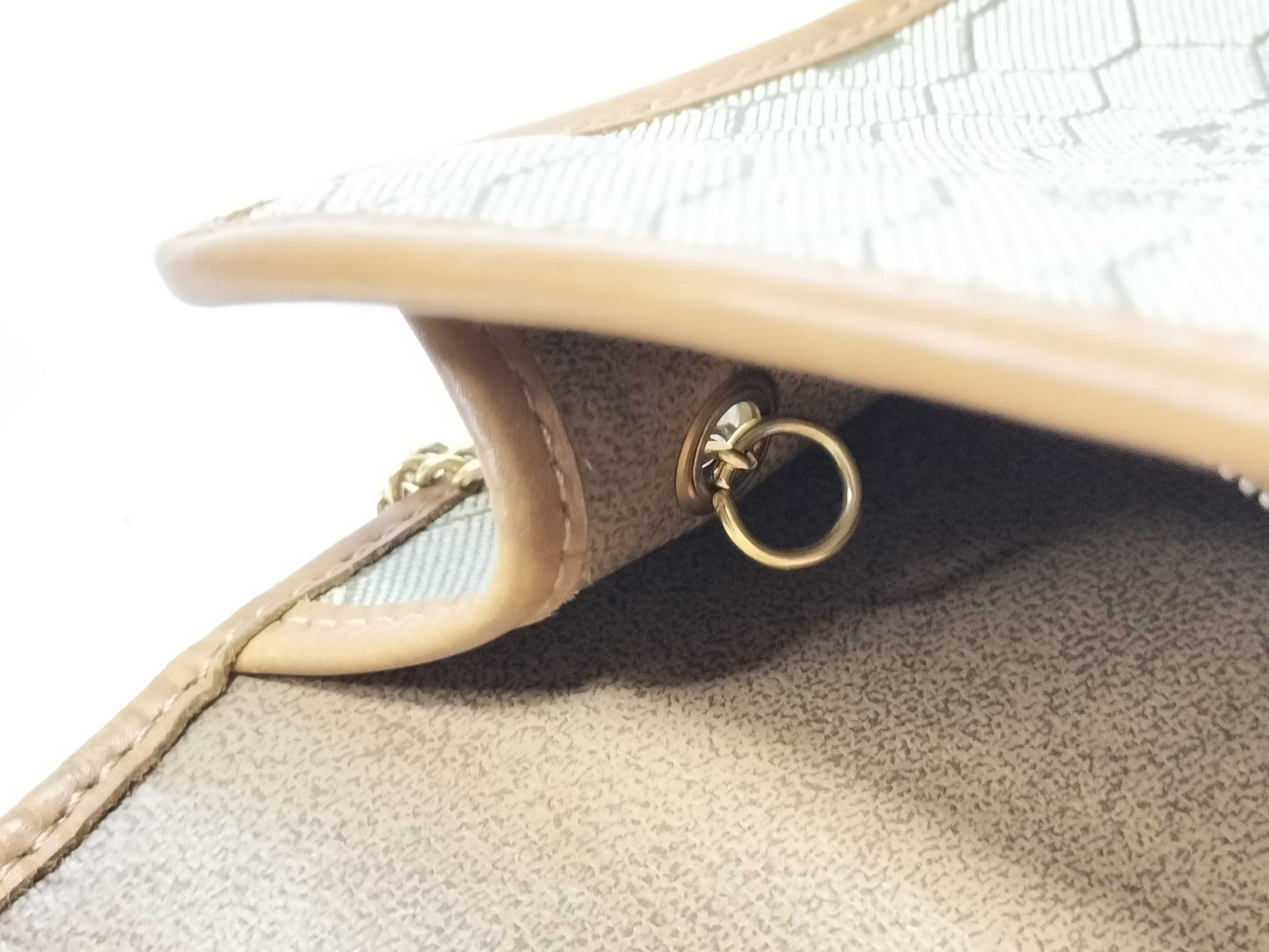 Dior Chain Bag Honeycomb Pattern PVC Beige Shoulder Bag