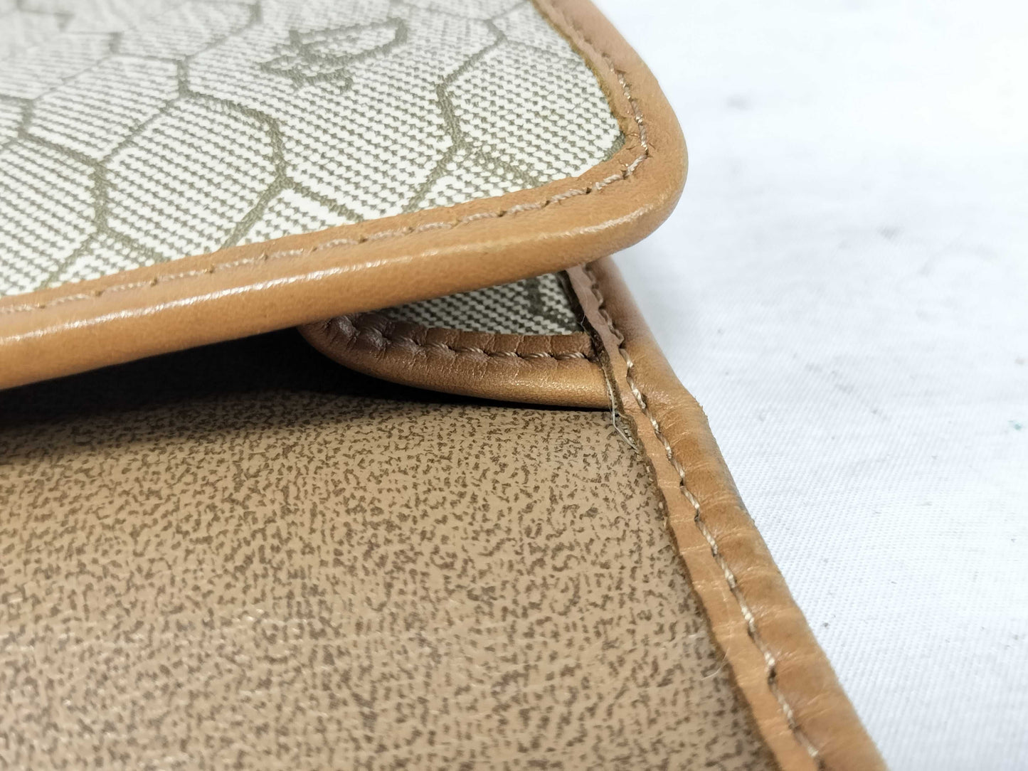 Dior Chain Bag Honeycomb Pattern PVC Beige Shoulder Bag