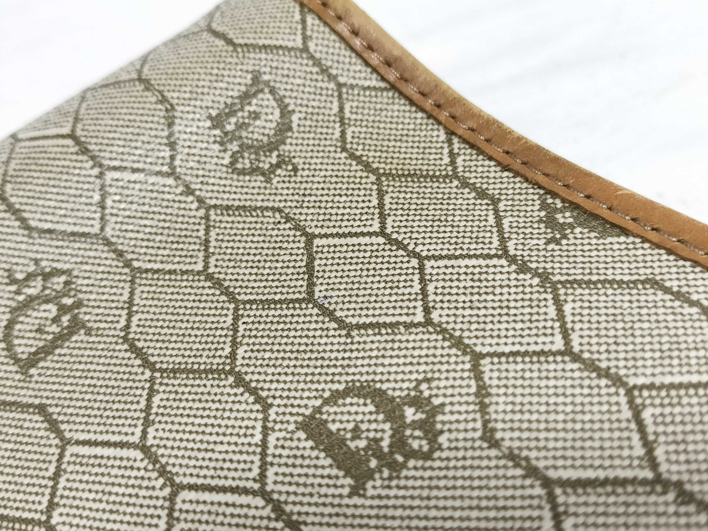 Dior Chain Bag Honeycomb Pattern PVC Beige Shoulder Bag