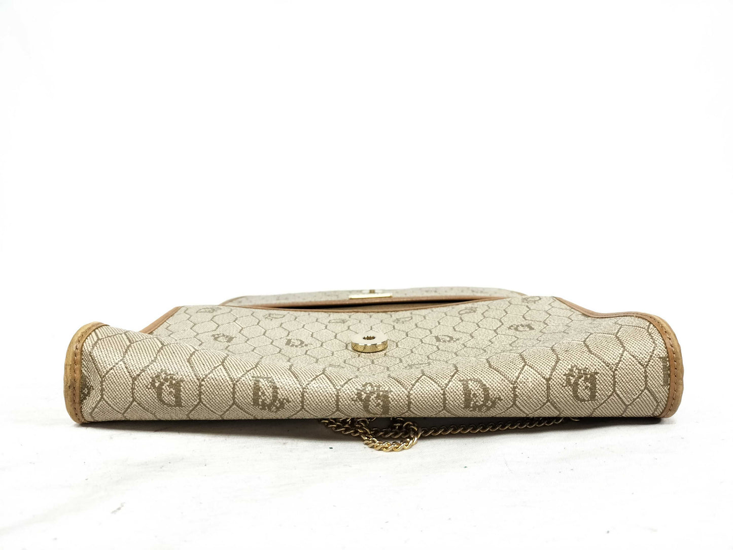 Dior Chain Bag Honeycomb Pattern PVC Beige Shoulder Bag