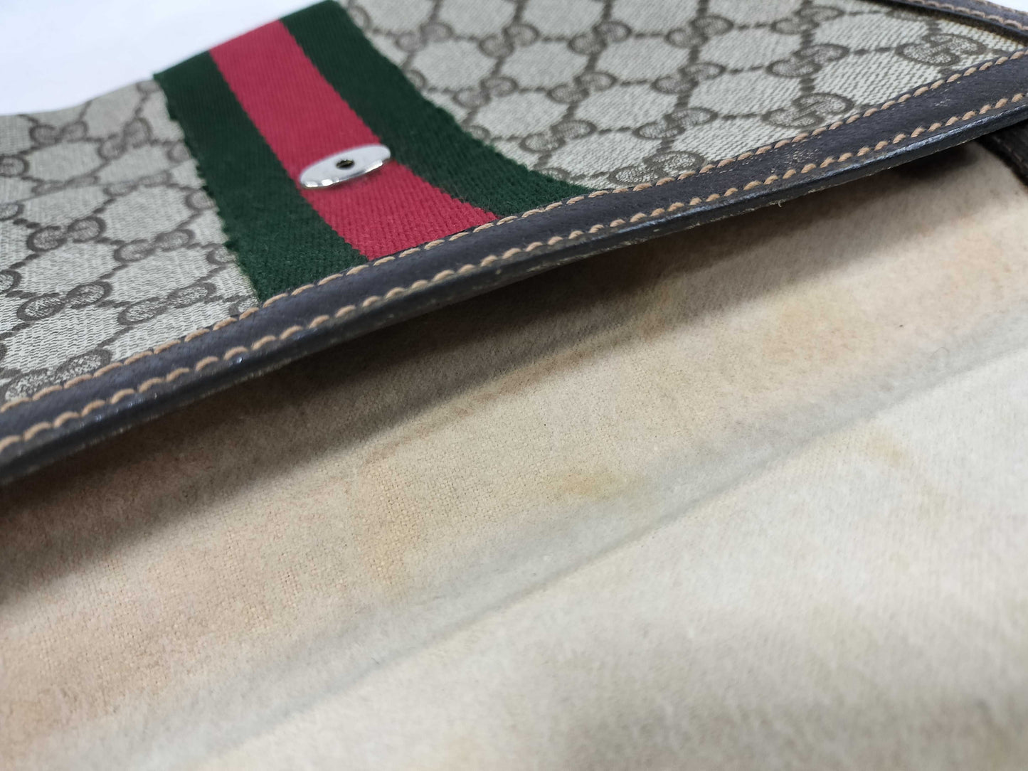 GUCCI GG Supreme Gucci 41 001 Second Bag Clutch Bag GG Supreme Sherry Line Leather Brown Clutch Bag